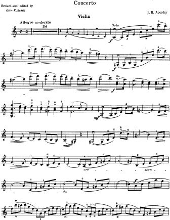 Violin Concerto No. 1 in A minor - Violin Sheet Music by Accolay