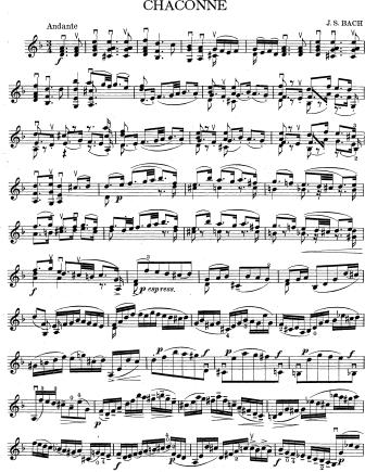 Chaconne in D Minor (arrangment) - Violin Sheet Music by Bach