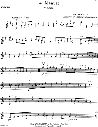 Menuet in G Major - Violin Sheet Music by Bach