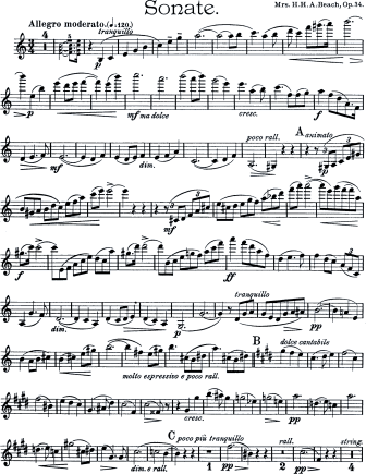 Sonata in A minor, Op. 34 - Violin Sheet Music by Beach