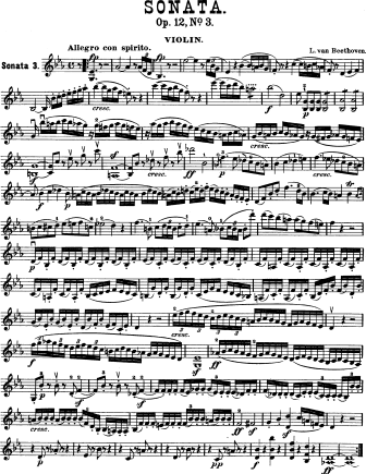 Sonata No. 3 in E flat major, Op. 12 No. 3 - Violin Sheet Music by Beethoven