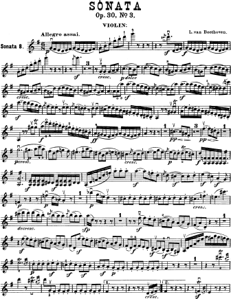 Sonata No. 8 in G major, Op. 30 No. 3 - Violin Sheet Music by Beethoven