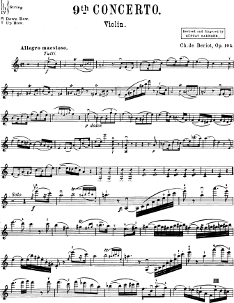 Violin Concerto No. 8 in D Major, Op. 99 - Violin Sheet Music by Beriot