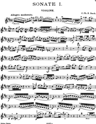 Sonata in B Minor, H 512 - Violin Sheet Music by Cpebach