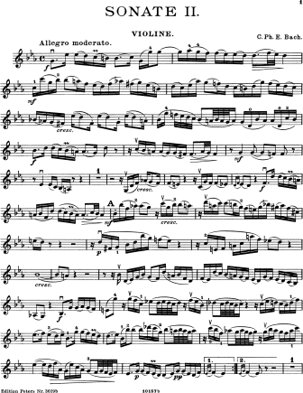 Sonata in C Minor, H 514 - Violin Sheet Music by Cpebach
