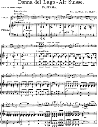 Fantasy Op. 86, No. 4 Donna Del Lago, Air suisse - Violin Sheet Music by Dancla