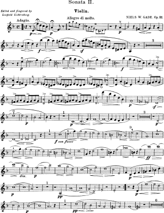 Violin Sonata No. 2 in D Minor, Op. 21 - Violin Sheet Music by Gade