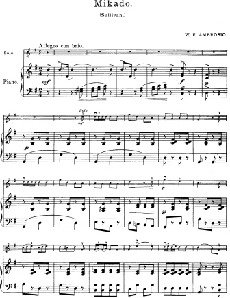 Mikado - excerpts from the opera - Violin Sheet Music by Gilbertandsullivan