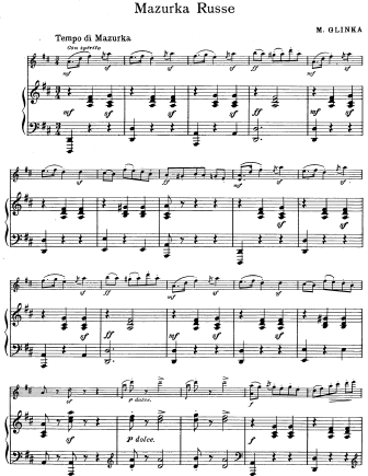 Mazurka Russe - Violin Sheet Music by Glinka