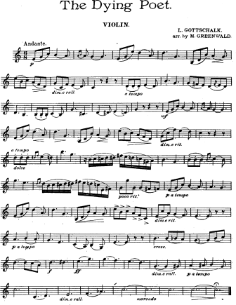 The Dying Poet - Violin Sheet Music by Gottschalk