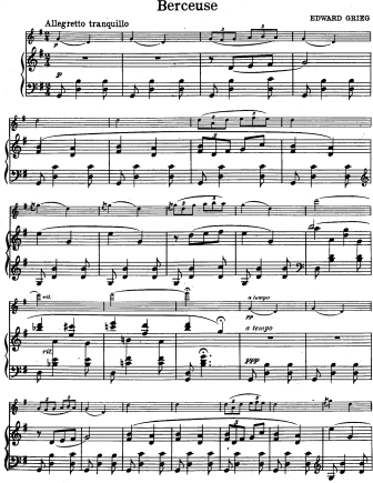 Berceuse - Violin Sheet Music by Grieg