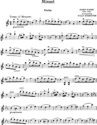 Minuet - Violin Sheet Music by Haydn