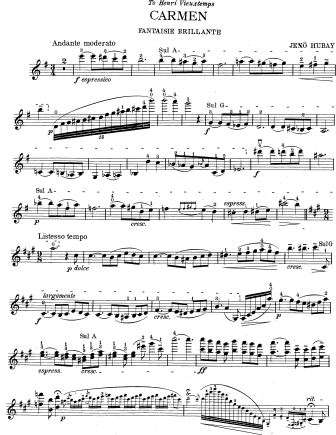 Carmen Fantasy (Fantaisie Brillante) - Violin Sheet Music by Hubay