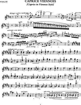 Caprice viennois, Op. 2 - Violin Sheet Music by Kreisler