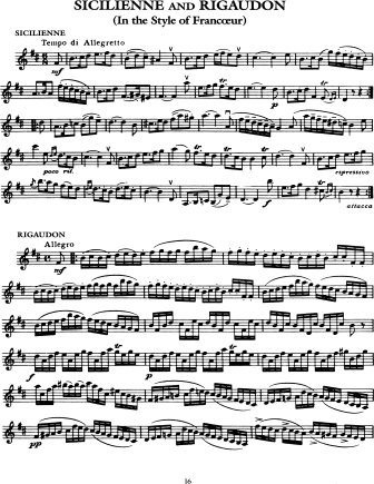 Sicilienne and Rigaudon - Violin Sheet Music by Kreisler