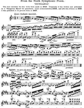 Hungaria - Violin Sheet Music by Liszt
