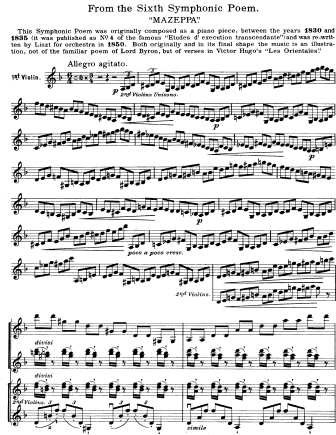 Mazeppa - Violin Sheet Music by Liszt