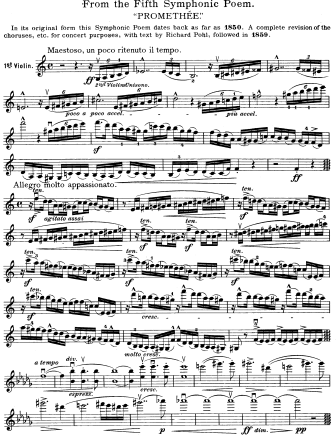 Promethes - Violin Sheet Music by Liszt