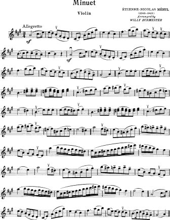 Minuet - Violin Sheet Music by Mehul