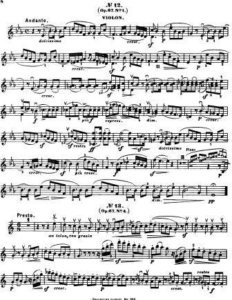 Song without Words in C major (Spinning Song) Op. 67 No. 4 - Violin Sheet Music by Mendelssohn