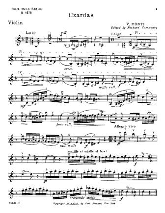 Czardas - Violin Sheet Music by Monti