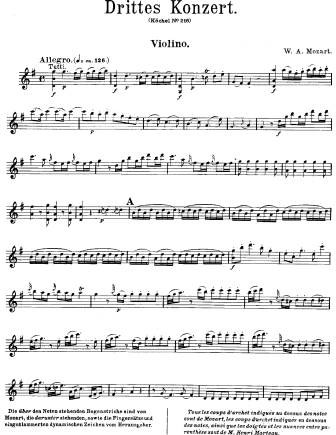 Violin Concerto No. 3 in G major, K. 216 - Violin Sheet Music by Mozart