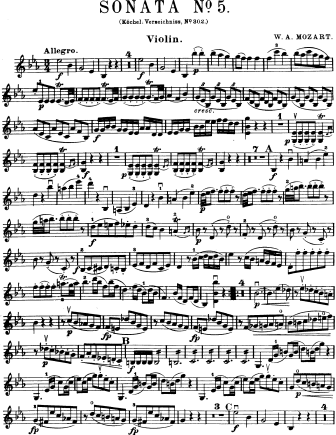 Violin Sonata No. 19 in Eb major K. 302 (293b) - Violin Sheet Music by Mozart