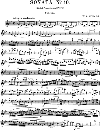 Violin Sonata No. 26 in Bb major K. 378 (317d) - Violin Sheet Music by Mozart