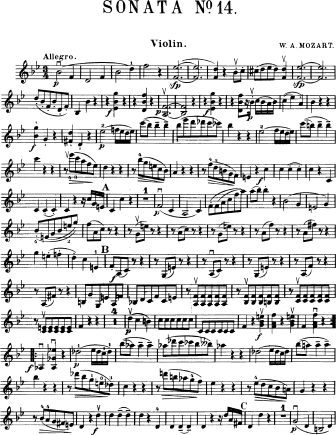 Violin Sonata in Bb major K. 570 - Violin Sheet Music by Mozart