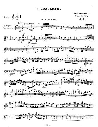Violin Concerto No. 1 in E-Flat Major, Op. 6 - Violin Sheet Music by Paganini