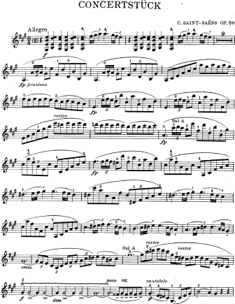 Violin Concerto No. 1 in A Major, Op. 20 - Violin Sheet Music by Saintsaens