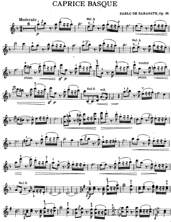 Caprice Basque, Op. 24 (alternate edition) - Violin Sheet Music by Sarasate