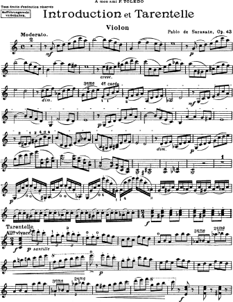 Introduction and Tarantella, Op. 43 - Violin Sheet Music by Sarasate