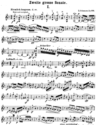 Violin Sonata No. 2 in D Minor, Op. 121 - Violin Sheet Music by Schumann