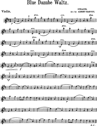 Blue Danube Waltz Easy Violin Sheet Music