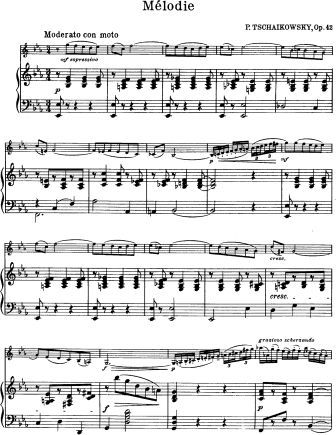 Melodie (from Souvenir d'un lieu cher Op. 42) - Violin Sheet Music by Tchaikovsky