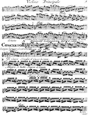 Violin Concerto No. 2 in G Minor, Op. 8, No. 2 (RV 315), Summer (L'estate) - Violin Sheet Music by Vivaldi