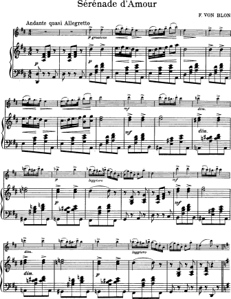 Serenade d'Amour - Violin Sheet Music by Vonblon