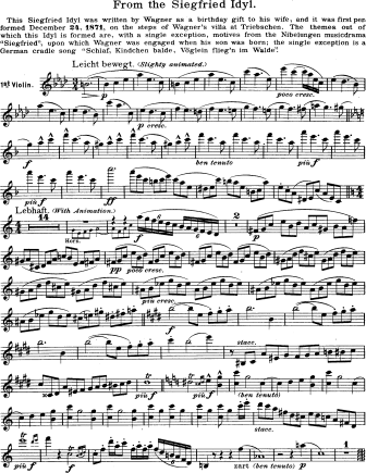 Siegfried Idyl - Violin Sheet Music by Wagner