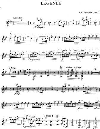 Legende, Op. 17 - Violin Sheet Music by Wieniawski
