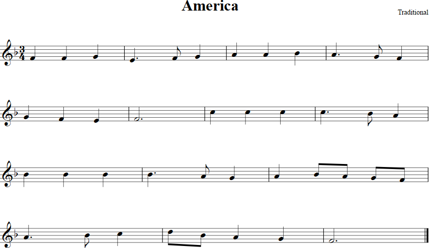 America Violin Sheet Music