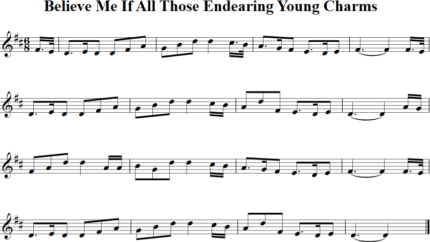 Believe Me If All Those Endearing Young Charms Violin Sheet Music