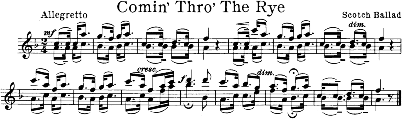 Comin Thro the Rye Violin Sheet Music