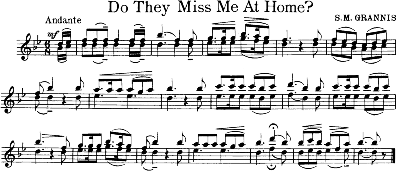 Do They Miss Me At Home Violin Sheet Music