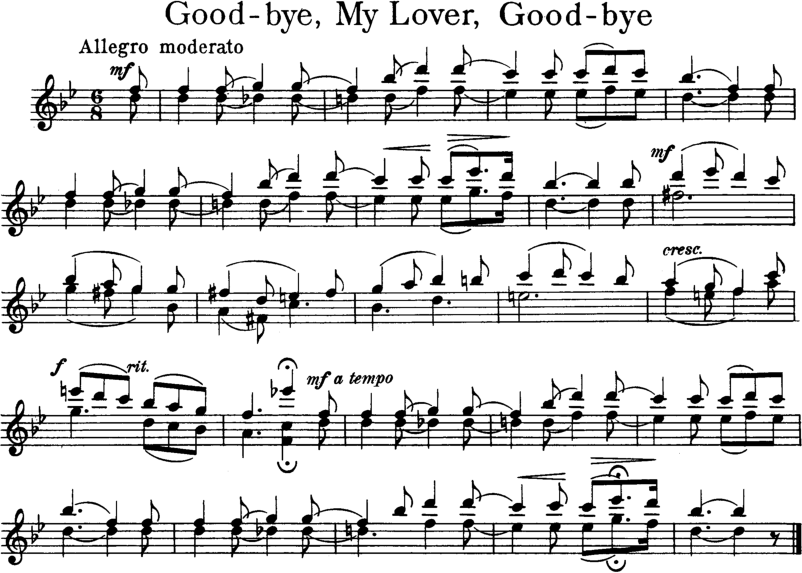 Goodbye My Lover Goodbye Violin Sheet Music