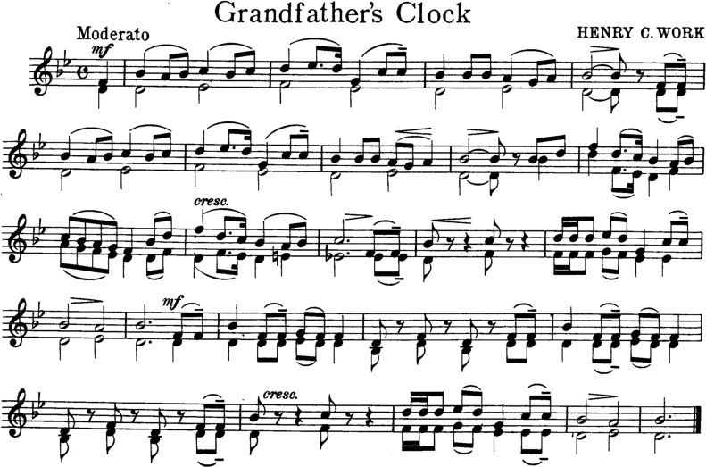 Grandfathers Clock Violin Sheet Music