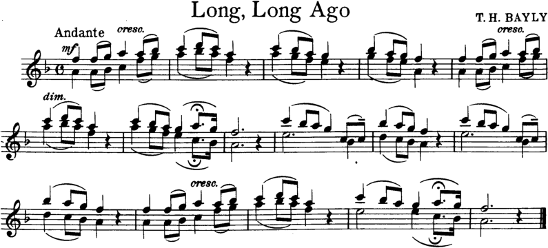 Long Long Ago Violin Sheet Music