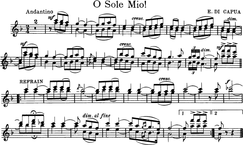 O Sole Mio Violin Sheet Music