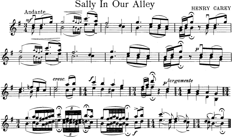 Sally In Our Alley Violin Sheet Music