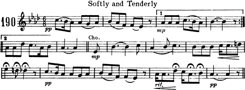 Softly And Tenderly Violin Sheet Music